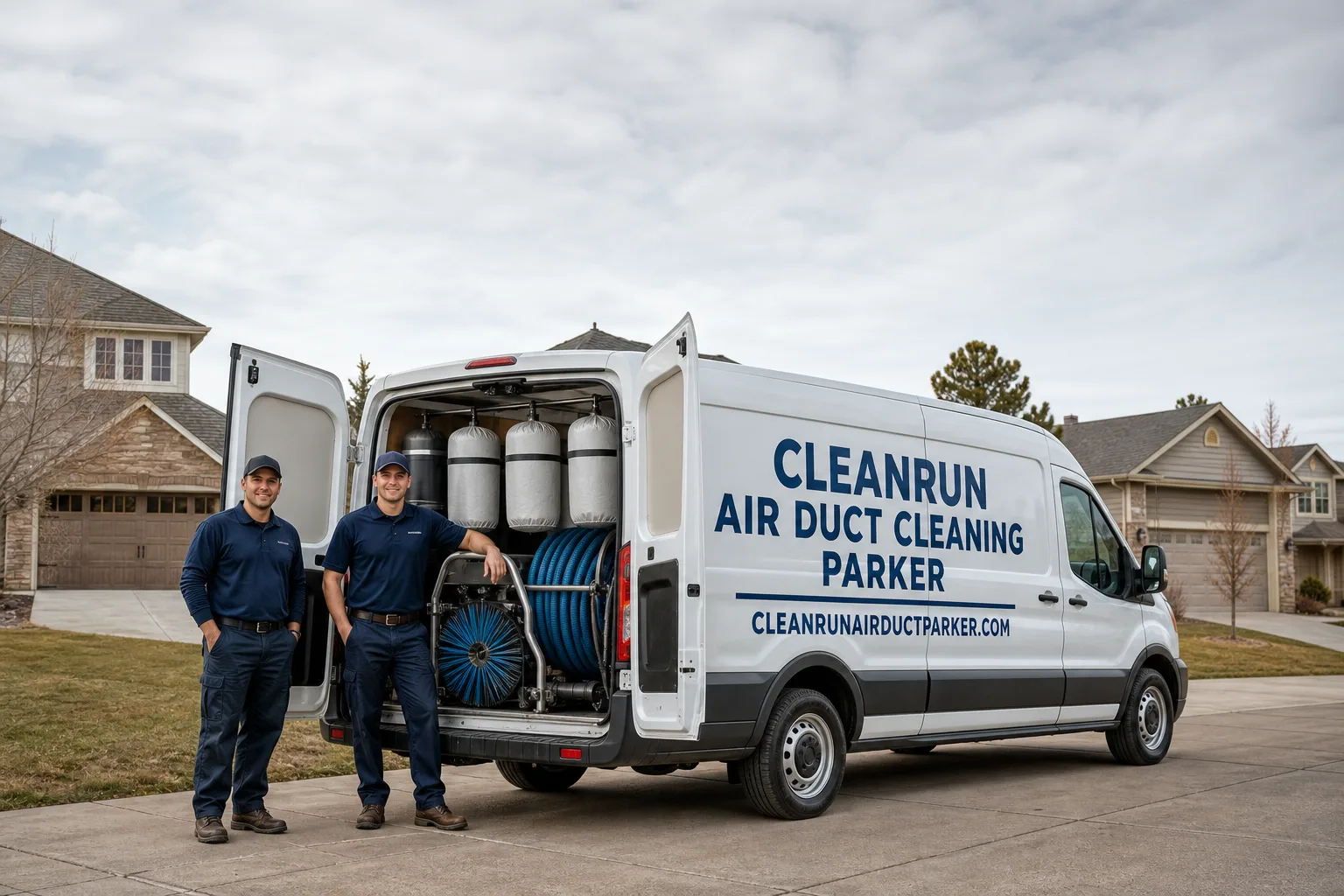 CleanRun Air Duct Cleaning Parker air duct cleaning service vehicle and crew in Parker, CO